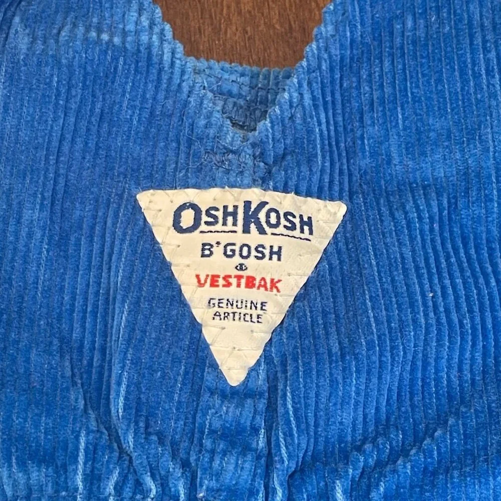 Vintage OshKosh Vestbak Corduroy Overalls Unisex Baby Size 18M USA Made‎ Crane